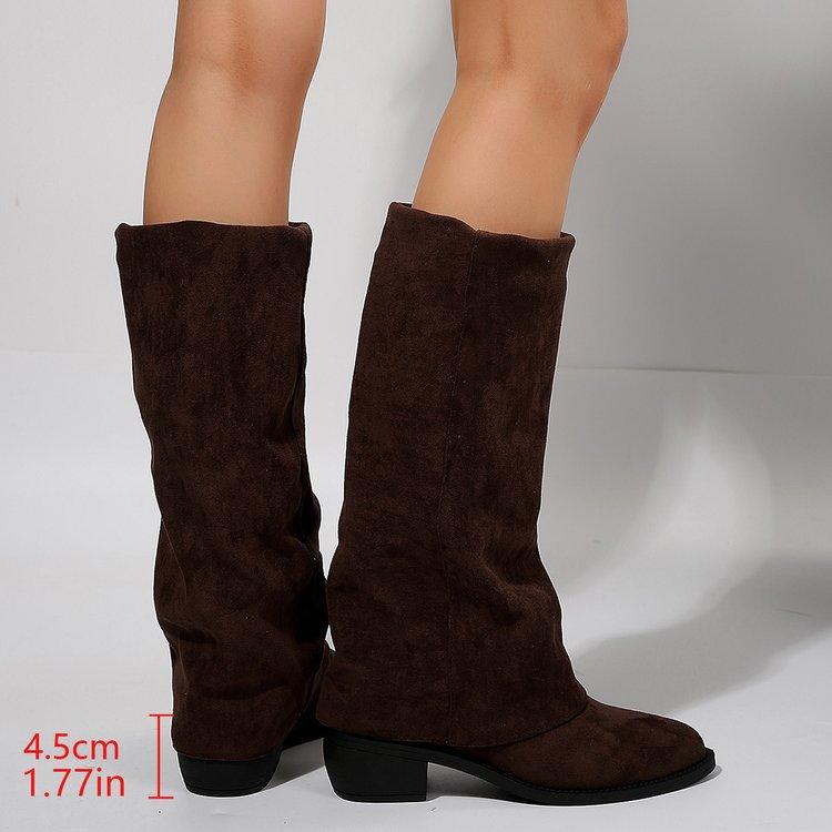 Fashion Women's Knee High Boots Fashion Pointed Toe Trouser Tube Boots Classics Women Western Cowboy Boots Denim Knight Boot Botas Mujer