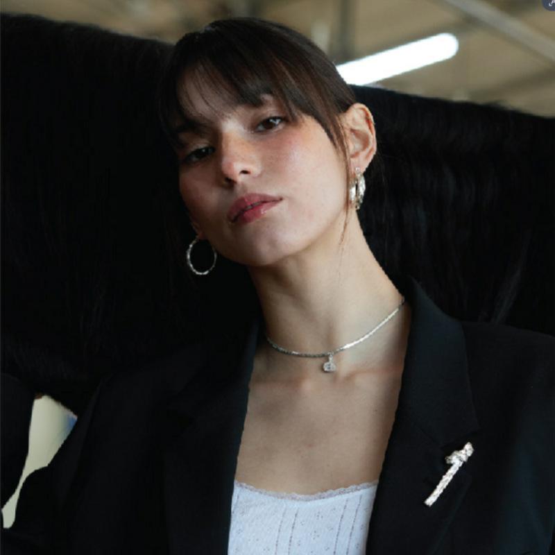 Water Drop Shape Inlaid Zircon Snake Bone Chain Tide Cold Wind Niche Design Simple Fashion Temperament Necklace