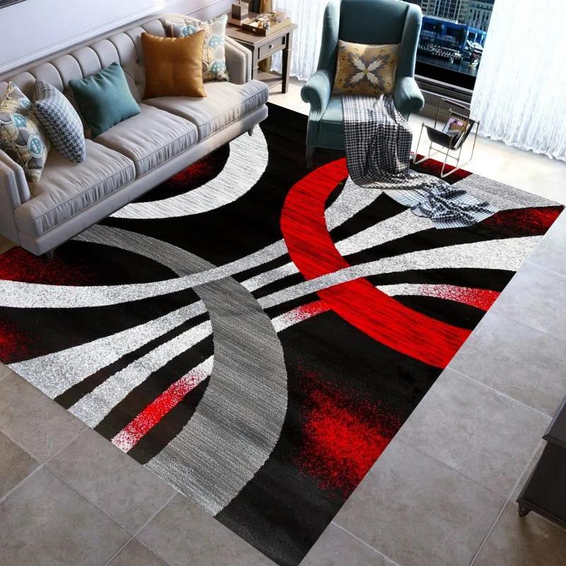 Fashionable Stylish Geometric Lines Washable Modern 3D Printing Carpet Mat Living Room Bedroom Toilets Rugs Area Rug