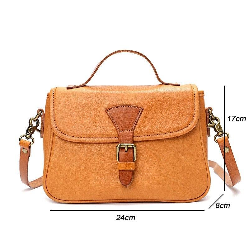 Johnature Dámská taška z retro originální kůže Jednoduchá jednobarevná přírodní měkká hovězí kůže Univerzální kabelky přes rameno a crossbody