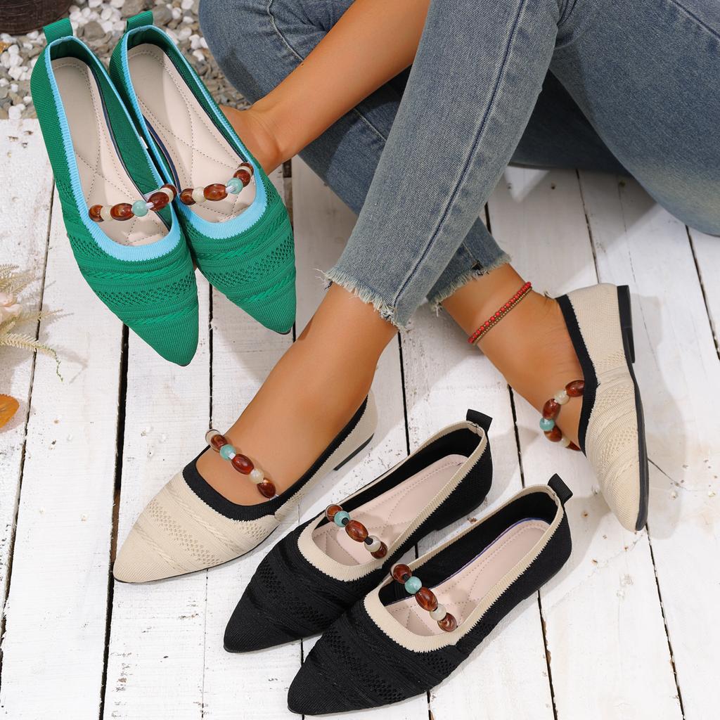 Fashion 2025 New Women Flats Shoes Casual Breathable Shoes Women Comfort Walkers Flat Sneakers Women Pointed Hollow Fly Weaving Loafers