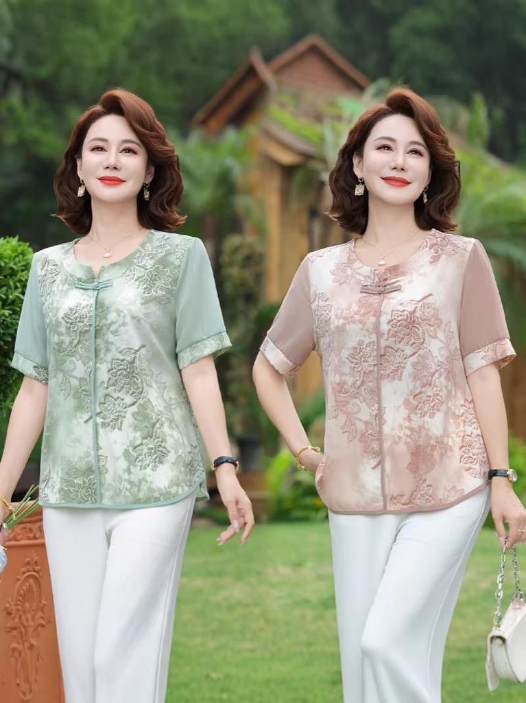Mom's Summer Chiffon Short-Sleeve Top - Vintage Style 2026 for 50s & 60s
