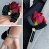 5Pcs Rose Wrist Corsages for Bride Bridesmaid Bridal Showers, Wedding Rose Boutonniere for Ceremony Anniversary Proms