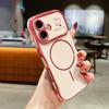 For iPhone 16 Magnetic Case Electroplating Wave Edge TPU Phone Cover Heart Pattern