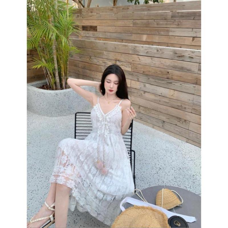 Rochii de sărbători din dantelă neregulată de vară de damă