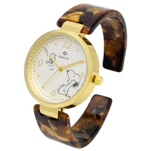 Fieldwork Snoopy Analog Acrylic Bangle Watch, Brown, Women's, PNT038-3