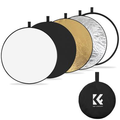 K&F CONCEPT 110cm/43in Photography Collapsible Light Reflector 5-in-1 (Translucent, Silver, Gold,