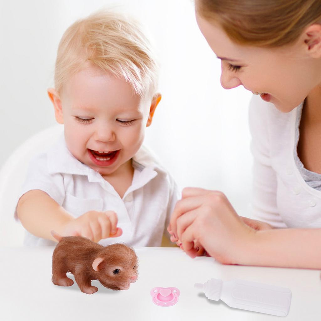 Lifelike Reborn Puppy/Piggy Doll Soft Silicone Mini Doggy/Pig Doll Toys with Feeding Bottle Accessories Kids Christmas Doll Gift