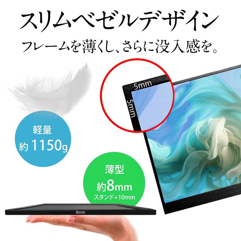 WINTEN Mobile Full HD Gaming External IPS Compatible with and VESA WT-185WP-BK 18.5-inch Monitor, 19201080 Monitor, Monitor, Lightweight, Thin,