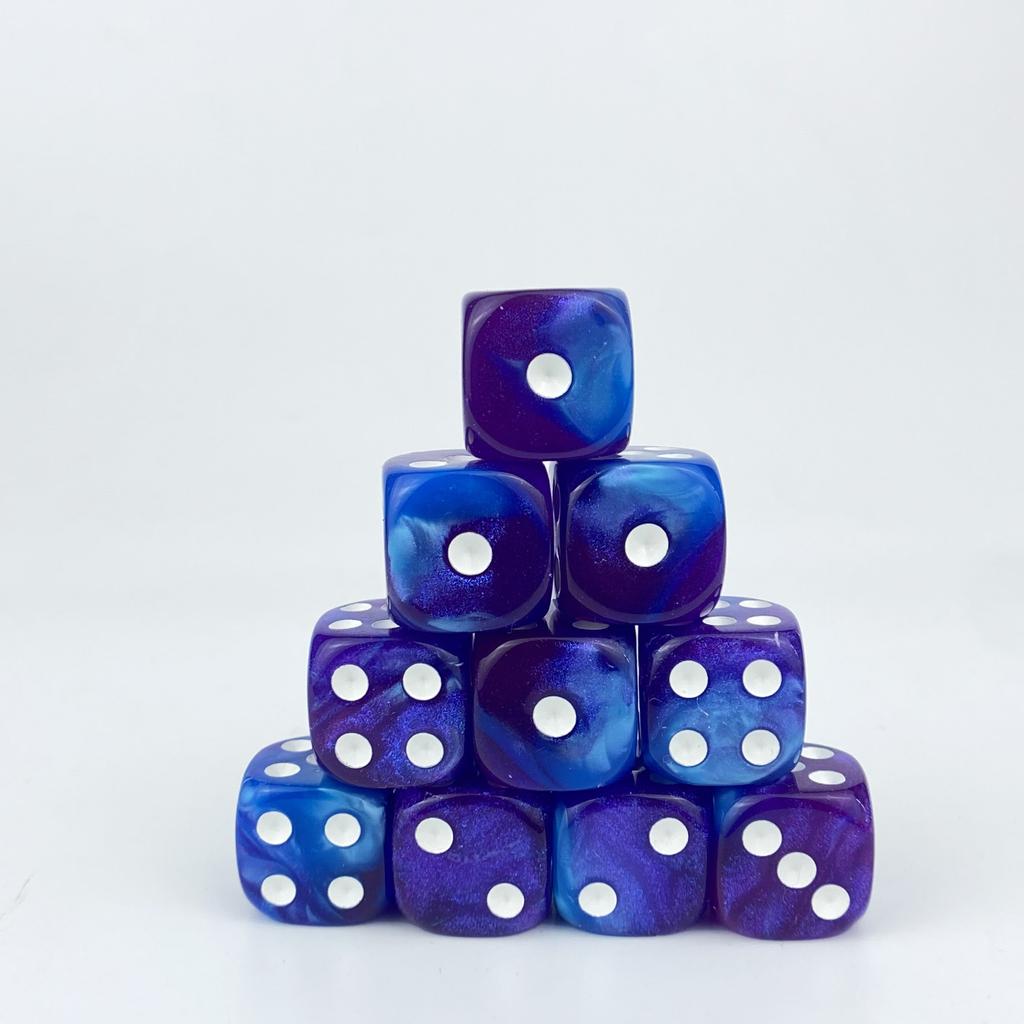 High Quality 10Pieces/Set 16mm Double Color Dazzling  Acrylic Round Corner 6 Sided D6 Point Dice For Family Board Games