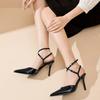 TRAF Black Women High heels Wedding Bride Strappy Lace up Heels Woman Pumps Slingback Pointe Office Stiletto Party High-heeled