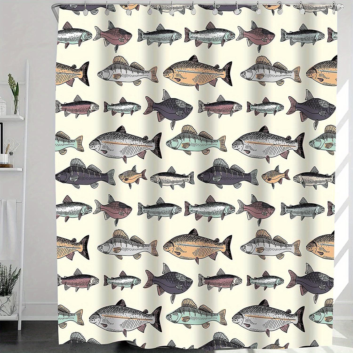 

Whimsical Fish Pattern Shower Curtain for a Fun, Nautical-Themed Bathroom Decor with Colorful and Playful Marine Life Design W90XH180cm