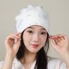 Windproof Double-Layer Postpartum Maternity Hat - Pure Cotton, High Elastic, Hexagonal Design.