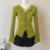 Women's Elegant V-Neck Lace Long Sleeve Top