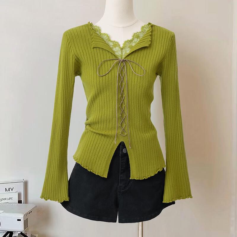 Women's Elegant V-Neck Lace Long Sleeve Top