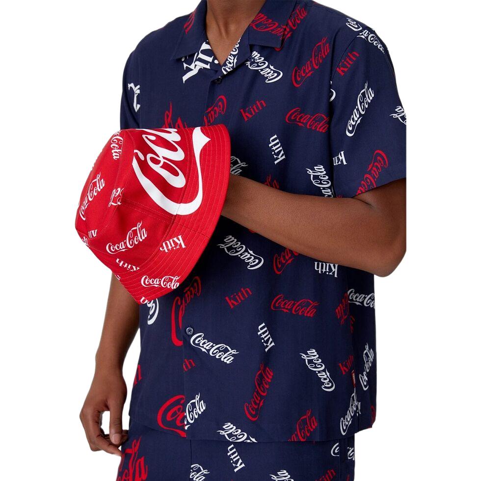Kith X Coca-Cola Printed Camp Collar Shirt Navy Unisex Tops Blue KH3848-102