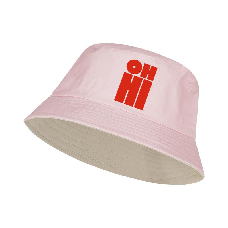 OH HI Bold Red Print Bucket Hat Men Women Minimalist Cotton Foldable Sun Hat Casual Streetwear Summer Cap