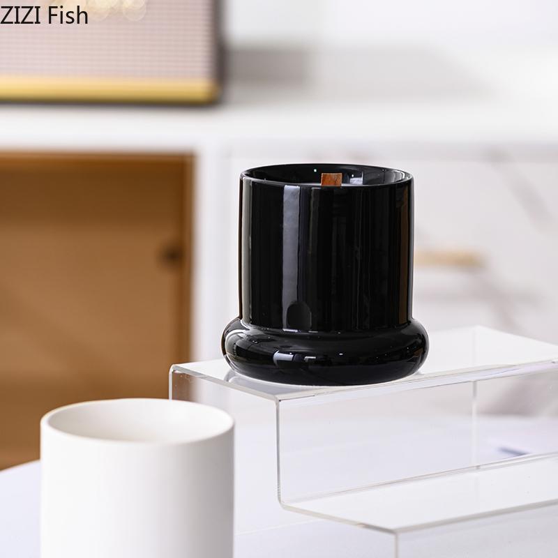 Minimalism Ceramic Candle Holder Cylinder Candlestick Desk Decoration Wax Melt Burner Aroma Diffuser Home Aroma Container