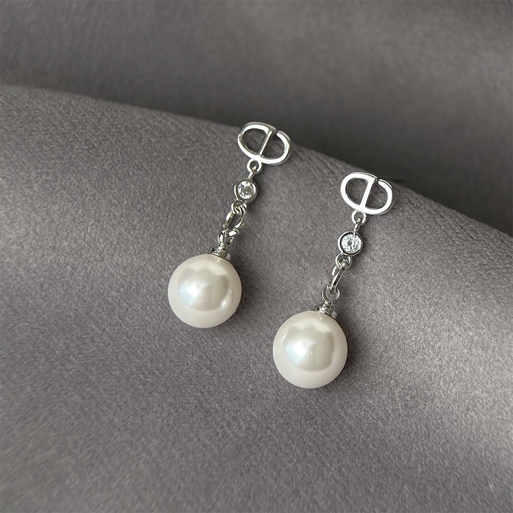 925 Sterling Silver Zircon Pearl Earrings: French Light Luxury Jewelry for Women