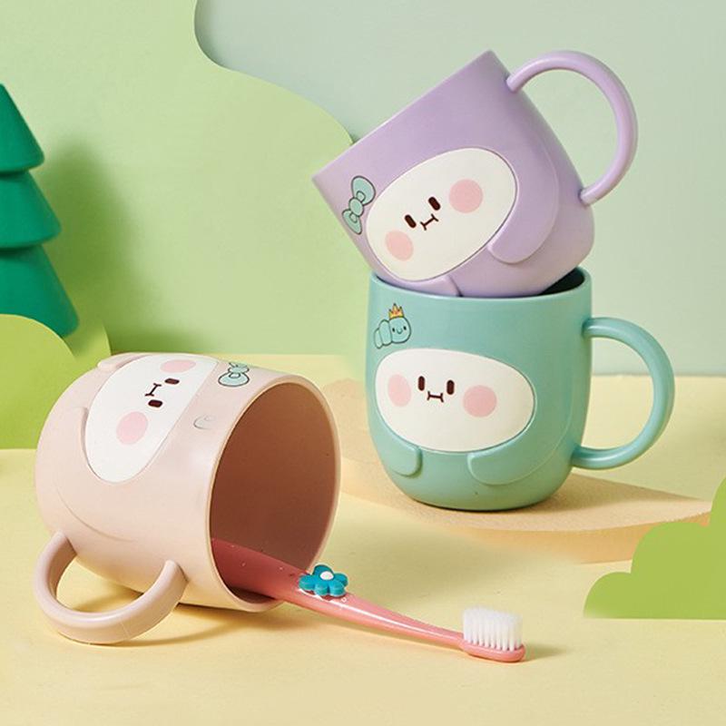 Peach Cartoon Dual-Use Cup Set: Student Back-to-School Toothbrush & Milk Cup