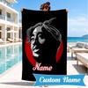 Custom Name Rap Legends Collage Heart In Space Adventure Microfiber Beach Towel, Lightweight for Summer Travel, Swimming Pool Fan Gift