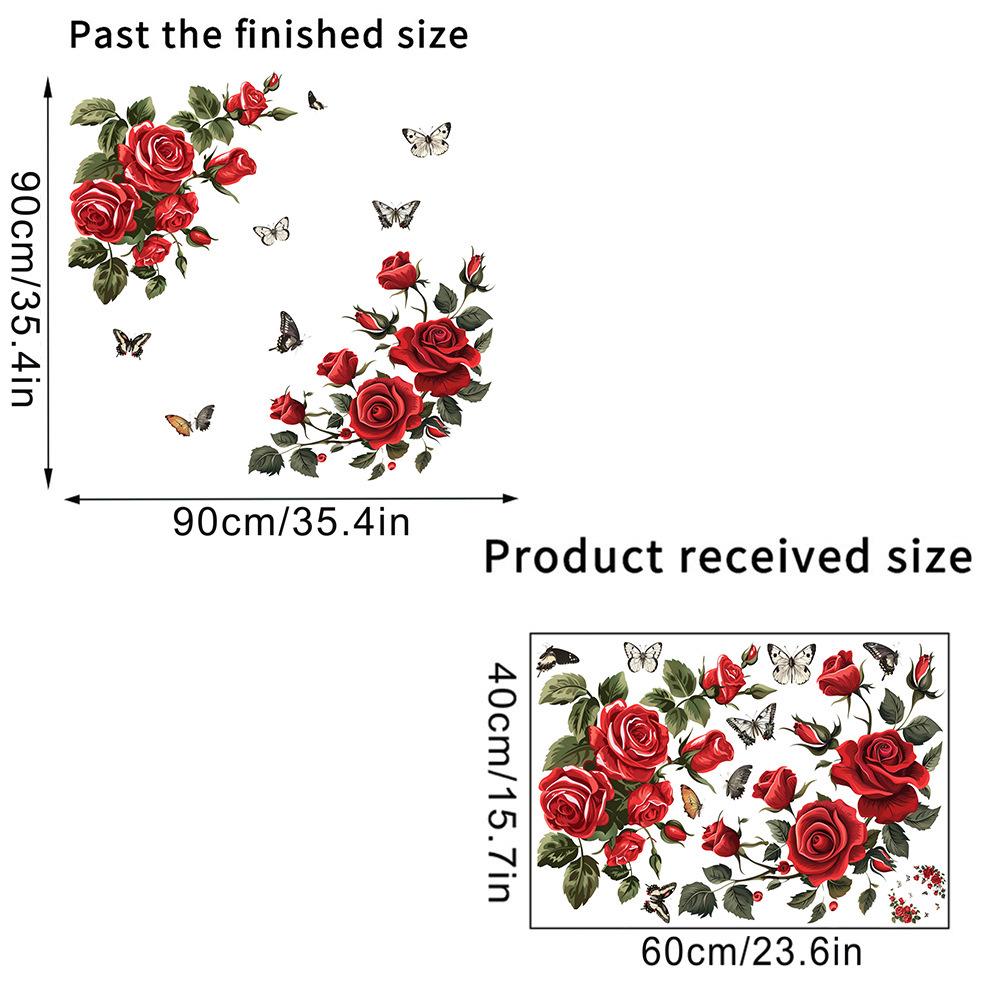 

Removable Rose & Butterfly Wall Sticker for Living Room, Bedroom & Entrance - MLY392