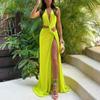 2026 Women's European & American Spring Fashion V-neck Printed Twist Dress