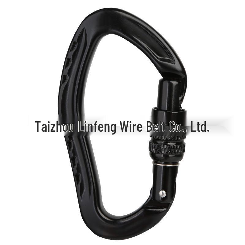 

Outdoor Rock Climbing D-Type Carabiner: Mountaineering Lock, Rappelling Safety Hook чорний
