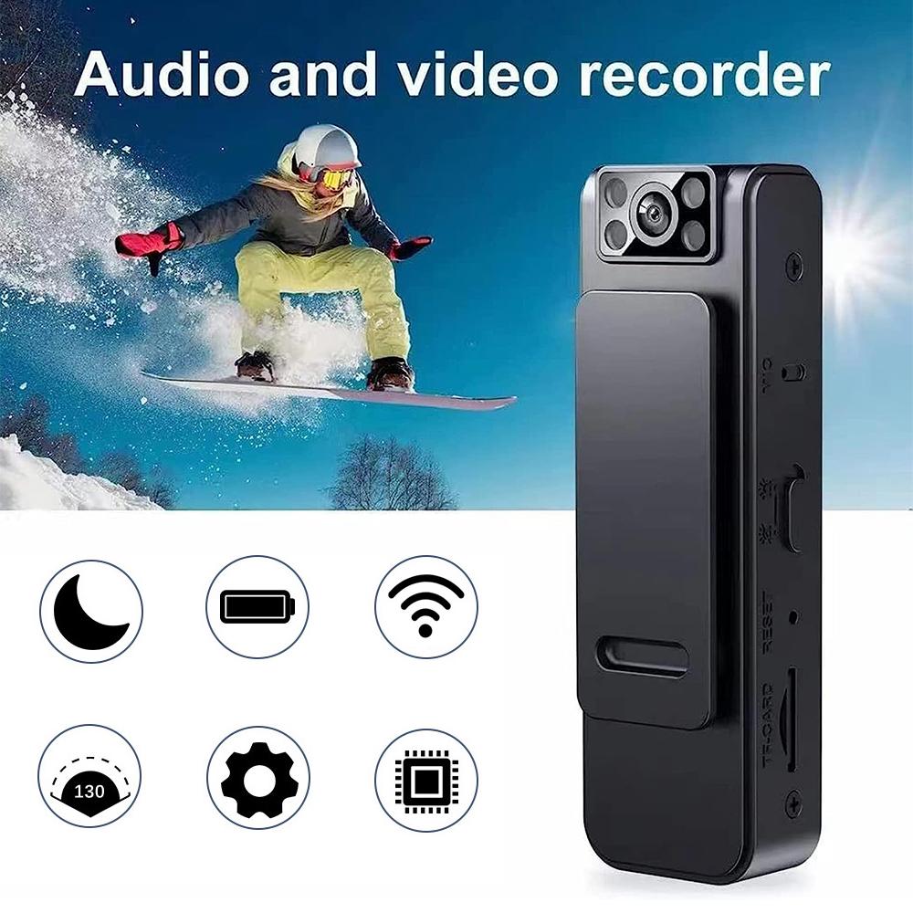 HD 1080P Noise Reduction Camera 90° Rotatable Lens Wearable Back Clip Cameras