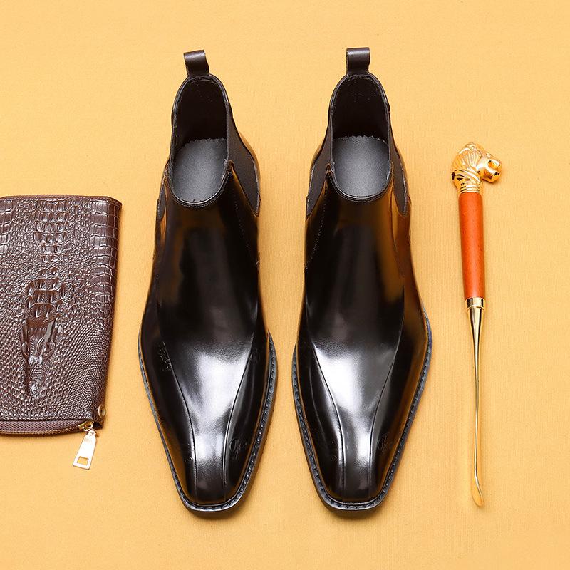 

Мужские ботинки Chelsea Ankle Boots из натуральной кожи с резьбой - VIP Exclusive High-Top Formal Martin Style 39 чёрный