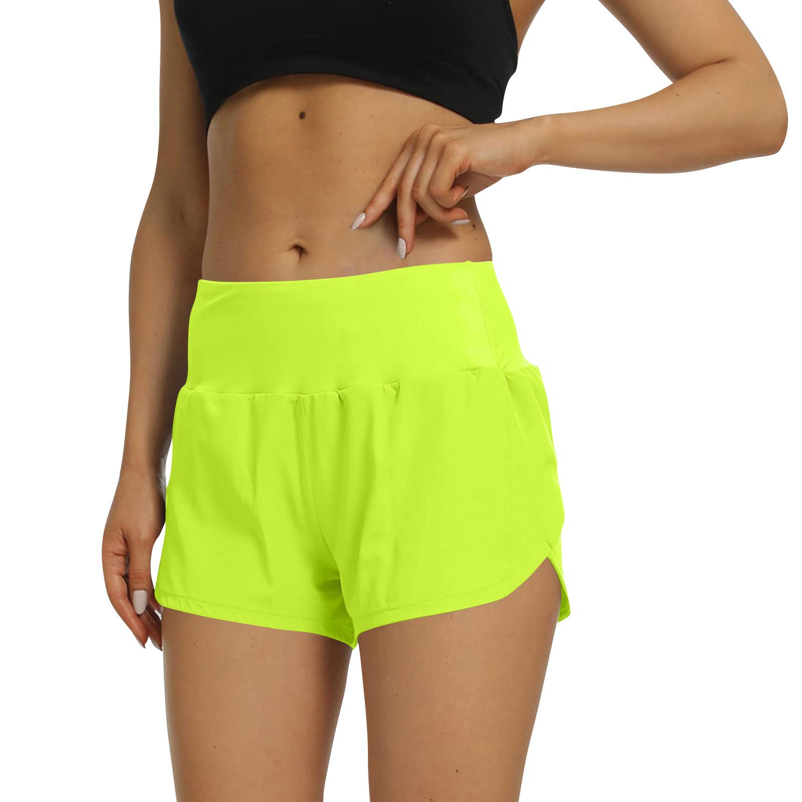 

Женские шорты для бега, спортивные шорты для активного отдыха с карманами XL жёлтый