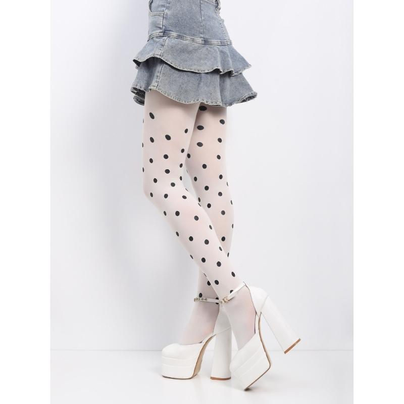 Vintage Dot Patterned Opaque Stockings Pantyhose for Women Japanese JK Girl Sexy Silky Footed Tights Thin Hosiery