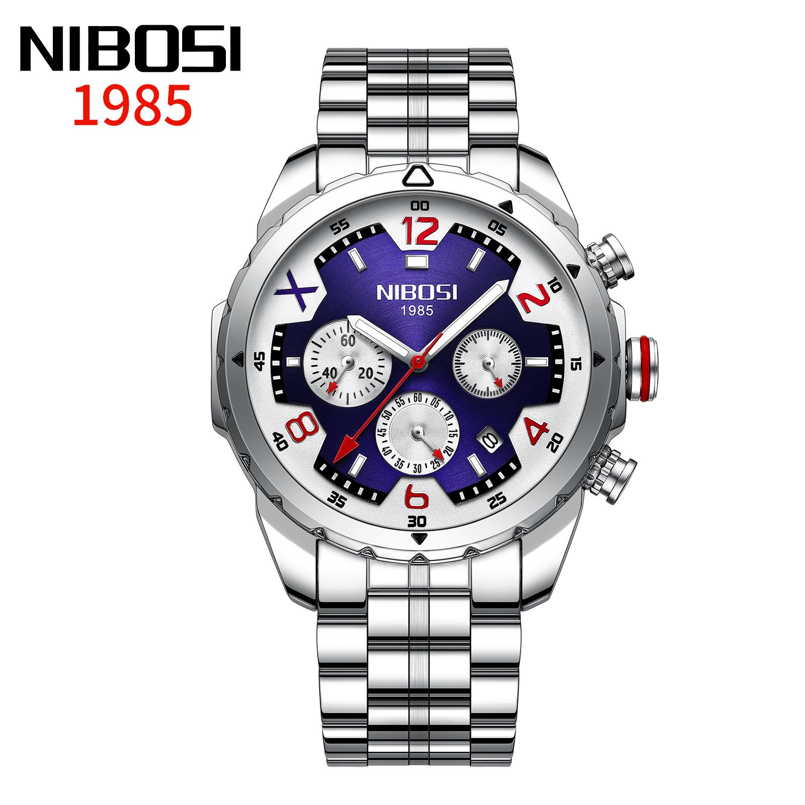 

NIBOSI новые модные мужские часы, светящиеся в темноте водонепроницаемые кварцевые часы со стальным ремешком