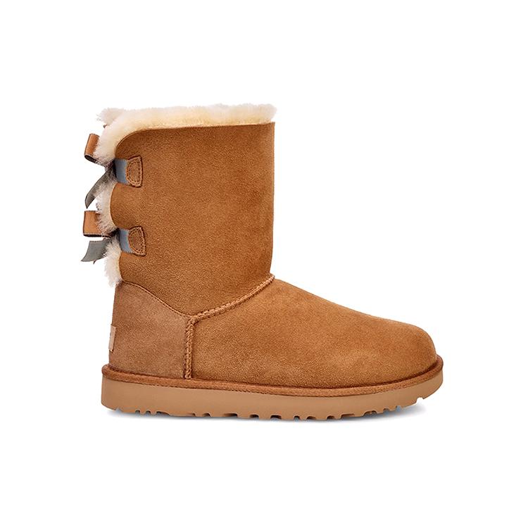 UGG Bailry Bow II Shimmer Sheepskin Thermal Crew Snow Boots Women's Brown 1102937-CHE