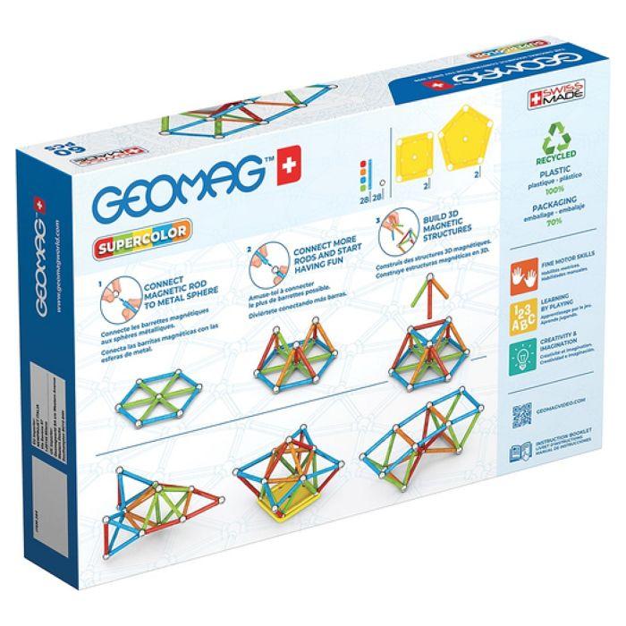 Magnetisches Konstruktionsspielzeug - GEOMAG - Supercolor Recycled 60 Teile - Kreativität - Magnetismus - Umweltfreundlich