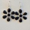 Faceted Black Onyx Earrings, Flower Design Earring, 925 Sterling Silver Handmade Earring, Gift for Her, December Birthstone