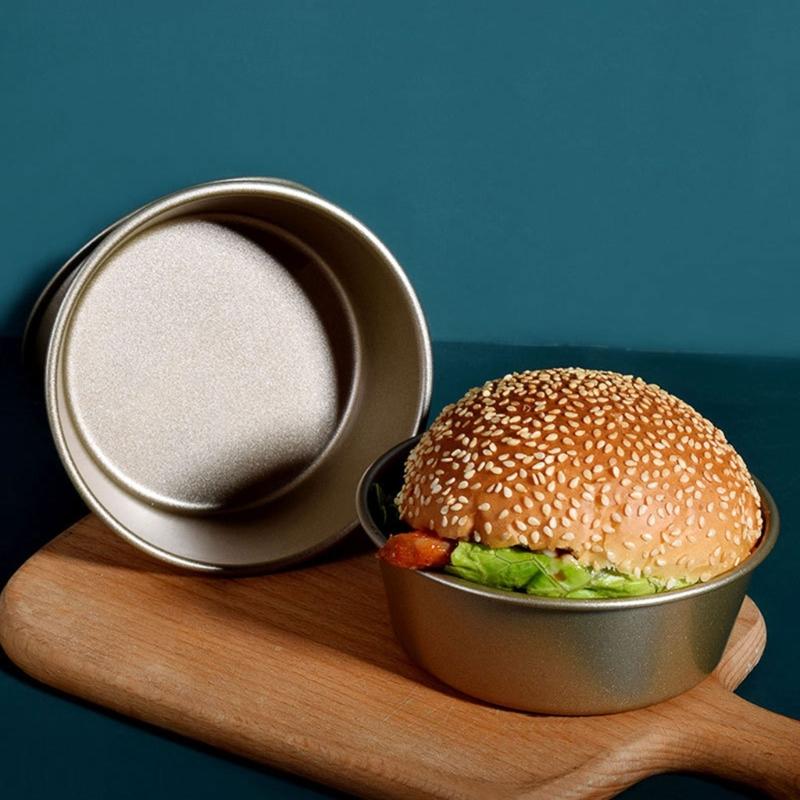 Hamburger Bun Molds Carbon Steel Material Mini Cake Tins Baking Tools for Breads
