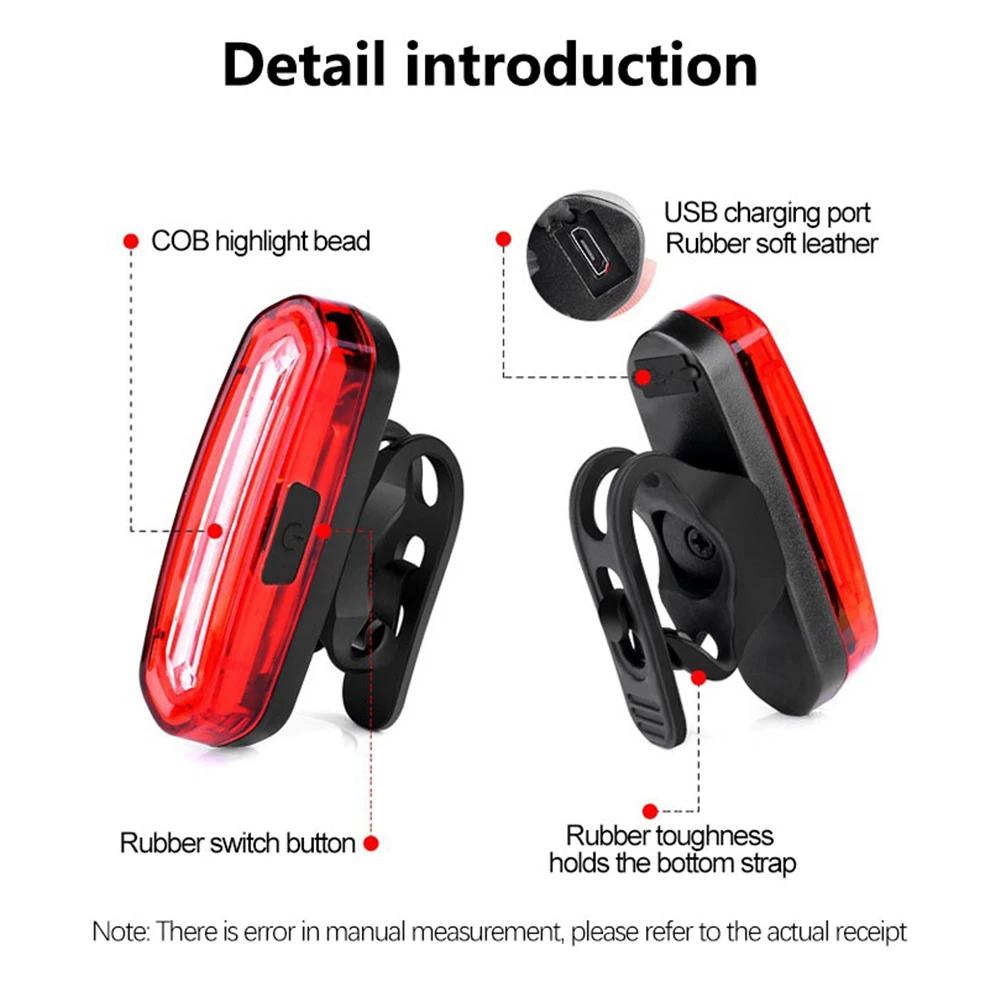 MTB Road Bike Rear Light USB Rechargeable LED Bike Tail Light Easy To Install Bicycle Warning Taillights for Night Riding Safety