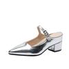French Heightened Inside Heels Women's Pointed Toe Shallow Mouth One Strap Soft Sole Outside Wear Half Drag