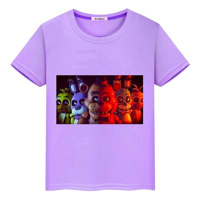 FNAF Boy Summer 100%Cotton Print T-shirt Casual Short Anime Tees Bear Rabbit Game Kawaii Tops Y2k One Piece Kids Clothes Girls