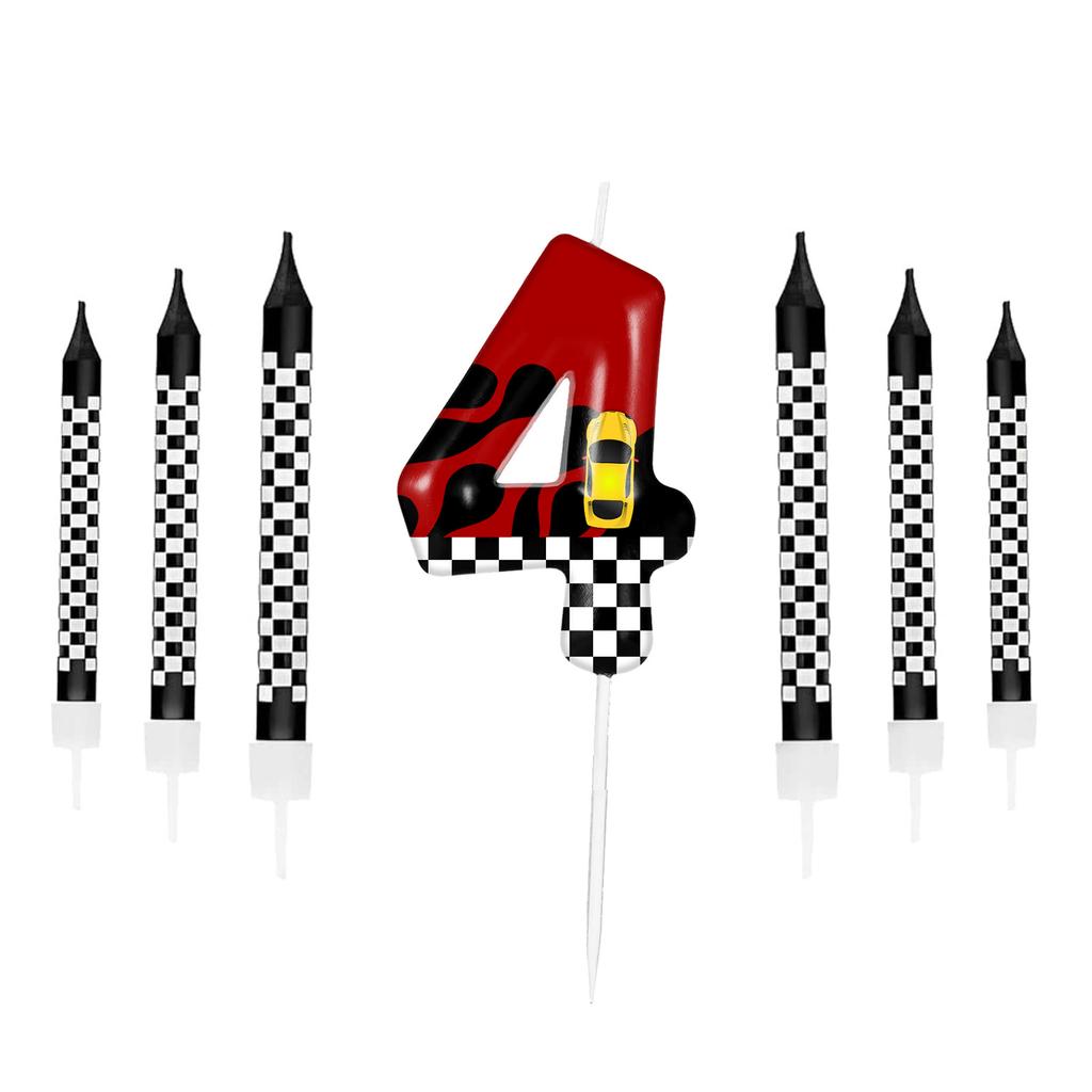 7pcs Red Blue Spider 8th Birthday Number Candles, Number 0-9 Candle Cake Topper Decorations for Spider Cartoon Themed Parties