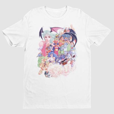 Darkstalkers žaidimo personažų koliažo meno aukščiausios kokybės marškinėliai Unisex