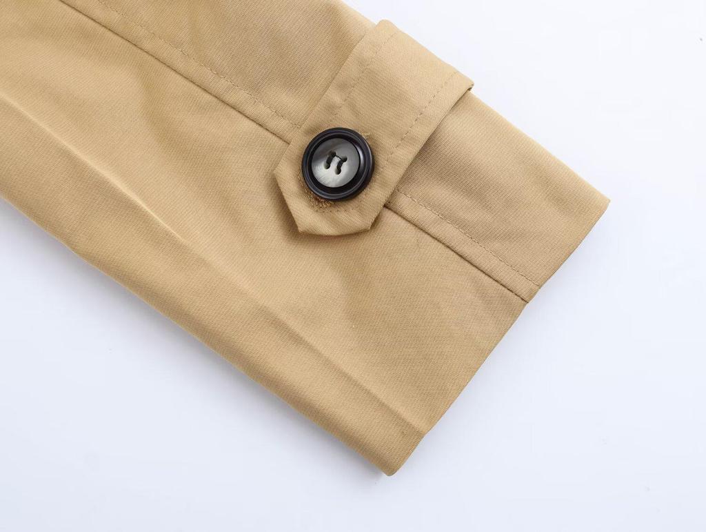 Spring 2025 Women's European & American Style Fashion Print Short Trench Coat with Scarf Detail