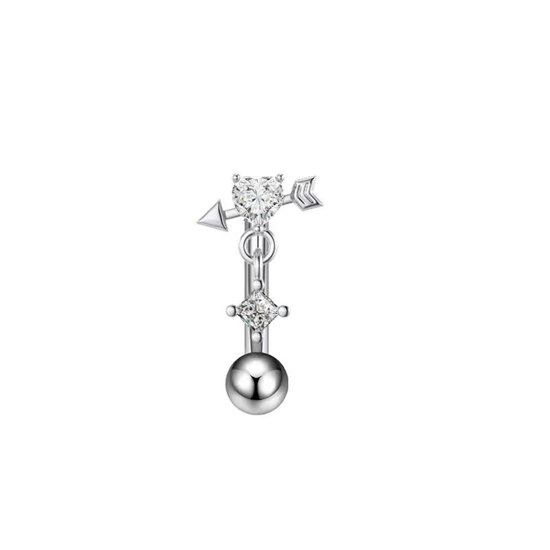 1pc Stainless Steel Zircon Eyebrow Nail Piercing Bent Pod Eyebrow Ring Cartilage Piercing Body Piercing Zircon