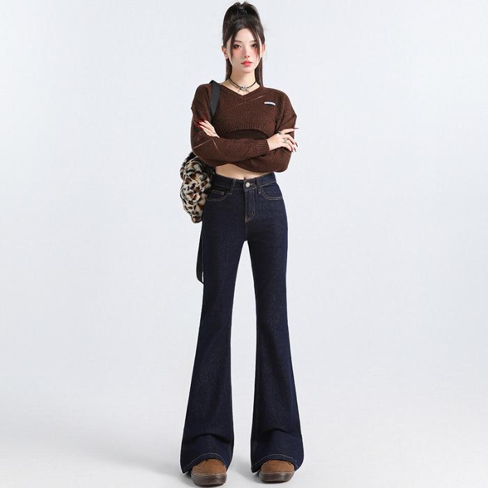 

Женские джинсы-клеш с высокой талией и зауженным кроем 2024 года M