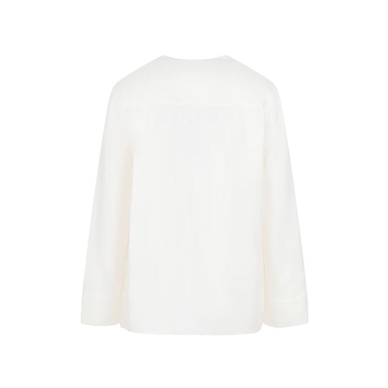 LESS 2025 Spring Mulberry Silk V-Neck Long Sleeve Shirt