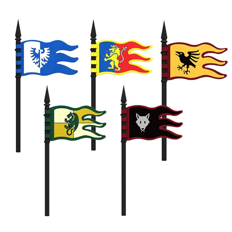 Medieval Military Castle Knight Soldier Shields Building Blocks Flags Movie Figures Accessories Mini Compatible Brick Toy Gifts