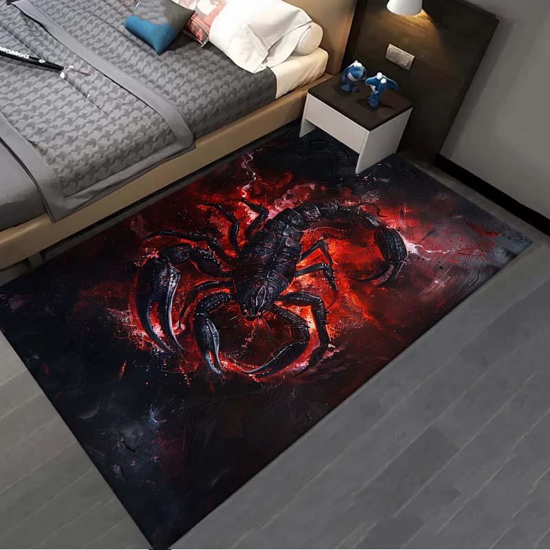 1 Stück 3D Skorpion Teppich - Rutschfest, Waschbar & Langlebige Polyester Matte für Wohnzimmer, Schlafzimmer oder Flur Dekor - Leuchtendes Rot