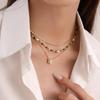 Elegant Pearl & Butterfly Pendant Necklace - Women's Titanium Steel, High-End European & American Fashion.