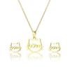 RUI RUI YU Cat Pendant Necklace Earrings Three-piece Kitten Love Sweater Chain Women's Gold-plated Fashion Jewelry Set Chain